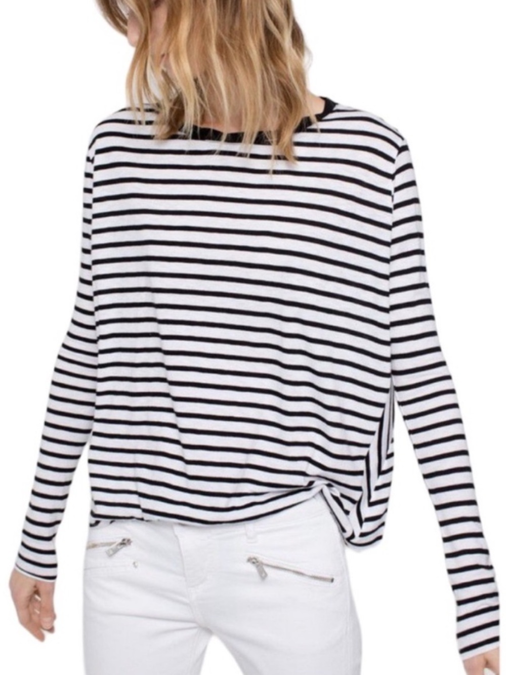 Zadig & Voltaire Alixa Stripes T-Shirt Black White Stripe Top Noir XS Brand New